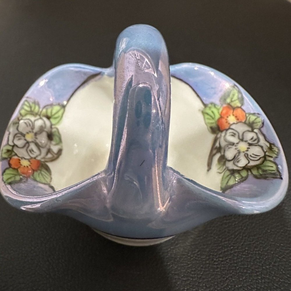 Vintage Noritake Miniature Basket‎ 2.25 Inch Floral Hand Painted Japan Signed
